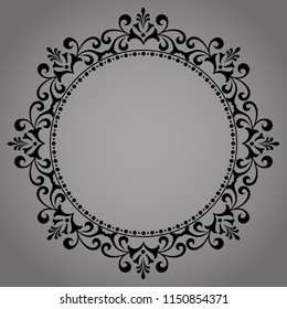 Decorative frame Elegant vector element for design in Eastern style, place for text. Floral black border. Lace illustration for invitations and greeting cards
