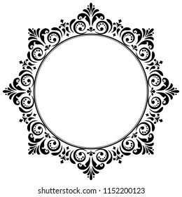 Decorative frame Elegant vector element for design in Eastern style, place for text. Floral black border. Lace illustration for invitations and greeting cards