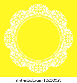 Decorative frame Elegant vector element for design in Eastern style, place for text. Floral yellow border. Lace illustration for invitations and greeting cards