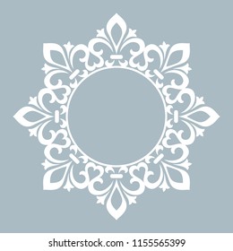 Decorative frame Elegant vector element for design in Eastern style, place for text. Floral blue border. Lace illustration for invitations and greeting cards