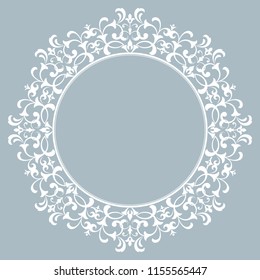 Decorative frame Elegant vector element for design in Eastern style, place for text. Floral blue border. Lace illustration for invitations and greeting cards