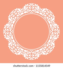 Decorative frame Elegant vector element for design in Eastern style, place for text. Floral pink border. Lace illustration for invitations and greeting cards