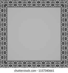 Decorative frame Elegant vector element for design in Eastern style, place for text. Floral black border. Lace illustration for invitations and greeting cards