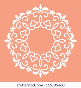 Decorative frame Elegant vector element for design in Eastern style, place for text. Floral pink border. Lace illustration for invitations and greeting cards