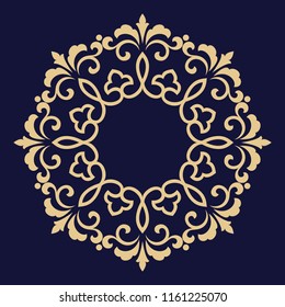 Decorative frame Elegant vector element for design in Eastern style, place for text. Floral golden border. Lace illustration for invitations and greeting cards.
