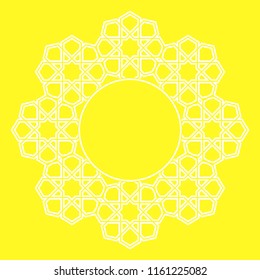 Decorative frame Elegant vector element for design in Eastern style, place for text. Geometric yellow border. Lace illustration for invitations and greeting cards