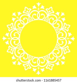Decorative frame Elegant vector element for design in Eastern style, place for text. Floral yellow border. Lace illustration for invitations and greeting cards
