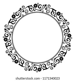 Decorative frame Elegant vector element for design in Eastern style, place for text. Floral black border. Lace illustration for invitations and greeting cards