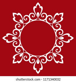Decorative frame Elegant vector element for design in Eastern style, place for text. Floral red border. Lace illustration for invitations and greeting cards