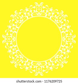 Decorative frame Elegant vector element for design in Eastern style, place for text. Floral yellow border. Lace illustration for invitations and greeting cards