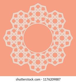 Decorative frame Elegant vector element for design in Eastern style, place for text. Pink border. Lace illustration for invitations and greeting cards