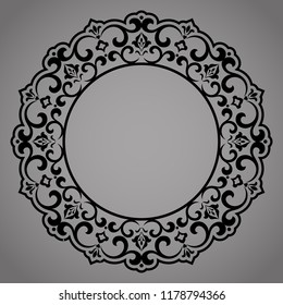 Decorative frame Elegant vector element for design in Eastern style, place for text. Floral black border. Lace illustration for invitations and greeting cards