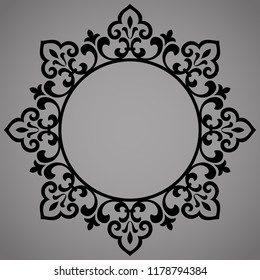Decorative frame Elegant vector element for design in Eastern style, place for text. Floral black border. Lace illustration for invitations and greeting cards