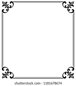 Decorative frame Elegant vector element for design in Eastern style, place for text. Floral black border. Lace illustration for invitations and greeting cards