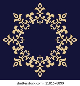 Decorative frame Elegant vector element for design in Eastern style, place for text. Floral golden border. Lace illustration for invitations and greeting cards.