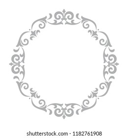 Decorative frame Elegant vector element for design in Eastern style, place for text. Floral grey border. Lace illustration for invitations and greeting cards
