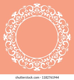 Decorative frame Elegant vector element for design in Eastern style, place for text. Floral pink border. Lace illustration for invitations and greeting cards