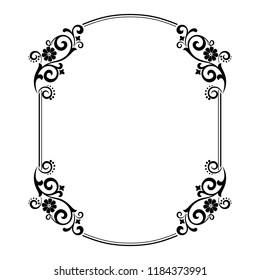 Decorative frame Elegant vector element for design in Eastern style, place for text. Floral black border. Lace illustration for invitations and greeting cards