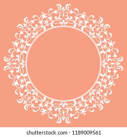 Decorative frame Elegant vector element for design in Eastern style, place for text. Floral pink border. Lace illustration for invitations and greeting cards