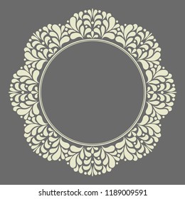 Decorative frame Elegant vector element for design in Eastern style, place for text. Floral grey border. Lace illustration for invitations and greeting cards