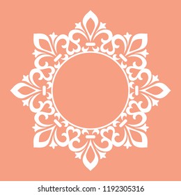 Decorative frame Elegant vector element for design in Eastern style, place for text. Floral pink border. Lace illustration for invitations and greeting cards