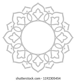 Decorative frame Elegant vector element for design in Eastern style, place for text. Floral grey border. Lace illustration for invitations and greeting cards