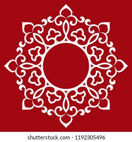 Decorative frame Elegant vector element for design in Eastern style, place for text. Floral red border. Lace illustration for invitations and greeting cards