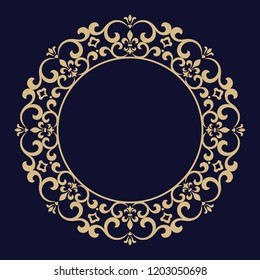 Decorative frame Elegant vector element for design in Eastern style, place for text. Floral golden border. Lace illustration for invitations and greeting cards.