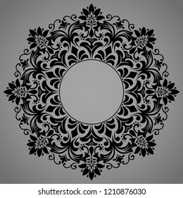 Decorative frame Elegant vector element for design in Eastern style, place for text. Floral black border. Lace illustration for invitations and greeting cards