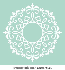 Decorative frame Elegant vector element for design in Eastern style, place for text. Floral blue border. Lace illustration for invitations and greeting cards