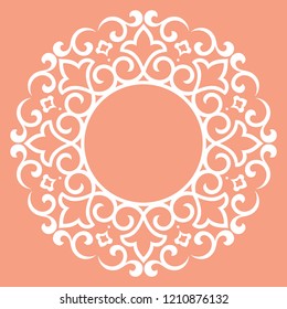 Decorative frame Elegant vector element for design in Eastern style, place for text. Floral pink border. Lace illustration for invitations and greeting cards