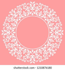 Decorative frame Elegant vector element for design in Eastern style, place for text. Floral pink border. Lace illustration for invitations and greeting cards