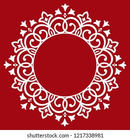 Decorative frame Elegant vector element for design in Eastern style, place for text. Floral red border. Lace illustration for invitations and greeting cards