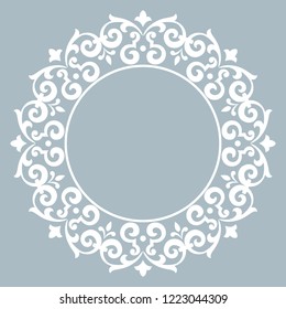 Decorative frame Elegant vector element for design in Eastern style, place for text. Floral blue border. Lace illustration for invitations and greeting cards
