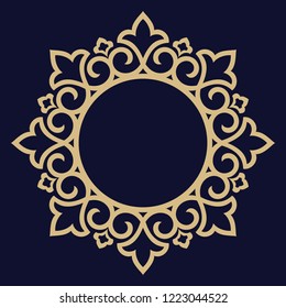 Decorative frame Elegant vector element for design in Eastern style, place for text. Floral golden border. Lace illustration for invitations and greeting cards.