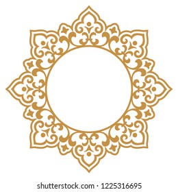 Decorative frame Elegant vector element for design in Eastern style, place for text. Floral golden border. Lace illustration for invitations and greeting cards.