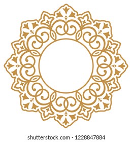 Decorative frame Elegant vector element for design in Eastern style, place for text. Floral golden border. Lace illustration for invitations and greeting cards.