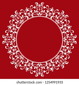 Decorative frame Elegant vector element for design in Eastern style, place for text. Floral red border. Lace illustration for invitations and greeting cards