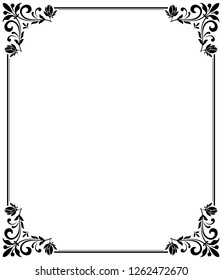 Decorative frame Elegant vector element for design in Eastern style, place for text. Floral black border. Lace illustration for invitations and greeting cards