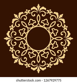 Decorative frame Elegant vector element for design in Eastern style, place for text. Floral golden border. Lace illustration for invitations and greeting cards.