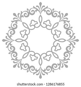 Decorative frame Elegant vector element for design in Eastern style, place for text. Floral grey border. Lace illustration for invitations and greeting cards