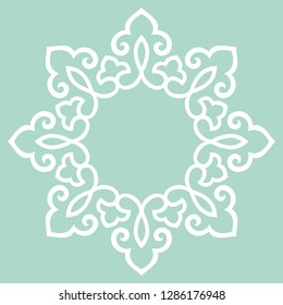 Decorative frame Elegant vector element for design in Eastern style, place for text. Floral blue border. Lace illustration for invitations and greeting cards