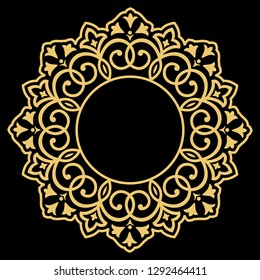 Decorative frame Elegant vector element for design in Eastern style, place for text. Floral golden border. Lace illustration for invitations and greeting cards.
