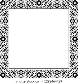 Decorative frame Elegant vector element for design in Eastern style, place for text. Floral black border. Lace illustration for invitations and greeting cards