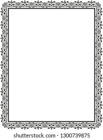 Decorative frame Elegant vector element for design in Eastern style, place for text. Floral black border. Lace illustration for invitations and greeting cards