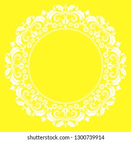 Decorative frame Elegant vector element for design in Eastern style, place for text. Floral yellow border. Lace illustration for invitations and greeting cards