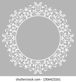 Decorative frame Elegant vector element for design in Eastern style, place for text. Floral grey border. Lace illustration for invitations and greeting cards
