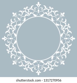 Decorative frame Elegant vector element for design in Eastern style, place for text. Floral blue border. Lace illustration for invitations and greeting cards