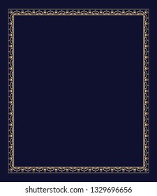 Decorative frame Elegant vector element for design in Eastern style, place for text. Floral golden border. Lace illustration for invitations and greeting cards.