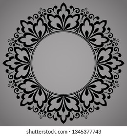 Decorative frame Elegant vector element for design in Eastern style, place for text. Floral black border. Lace illustration for invitations and greeting cards